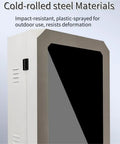 Close-up of Cold-rolled steel materials of Rock Solid EV Charger Lock Box with Key, impact-resistant and outdoor use.