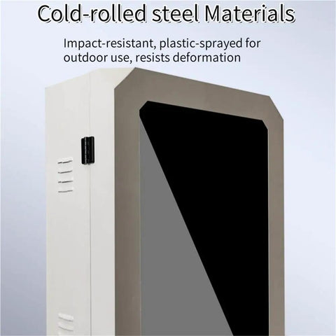 Close-up of Cold-rolled steel materials of Rock Solid EV Charger Lock Box with Key, impact-resistant and outdoor use.
