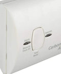 Close-up view of Top Shelf Battery Operated Carbon Monoxide Alarm Featuring Digital Co Gas Detector controls and indicator lights.
