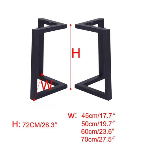 Set Of Two Built Like A Tank Modern Kitchen Dining Table Legs Heavy Duty Steel Bench Base With Precision Leveling Feet Supports Up To 1100 Lbs Quick Install, showing dimensions for height and width.