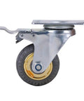 Heavy Duty Silent Rubber Caster Wheels 125 mm Anti Skid Rolling Castors With Ball Bearing Mounting Plate And Lock Brake side view