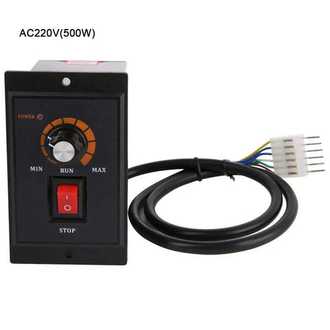 No Sweat AC Motor Speed Controller 220V Single Phase 50Hz 60Hz Electric Regulator with rotary dial and stop button.