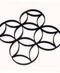 Round Pattern Cement Paving Tile Mold For Garden Paths And Patios, DIY Concrete Stone Mold, shown in black plastic with rings.