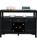 Modern Black Sideboard Cabinet Featuring Built In Wine Rack And Two Doors Plus One Drawer Slick Buffet Server To Organize Your Space Badass Wood Console Unit With Metal Knobs with wine rack and decor