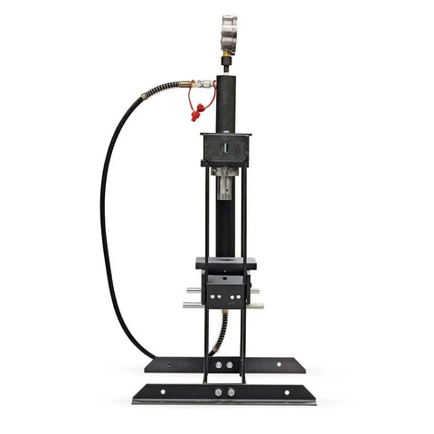 Front view of 10 Ton Benchtop Hydraulic Press With Pressure Gauge, Compact Pro Shop Press In Black Steel, 20,000 Lbs Capacity.