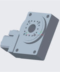 Heavy Duty Top Shelf 100Mm Rotary Turntable With 0.02 Precision Stepping Motor Drive, gray motor casing shown from an angle.