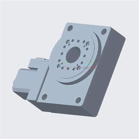 Heavy Duty Top Shelf 100Mm Rotary Turntable With 0.02 Precision Stepping Motor Drive, gray motor casing shown from an angle.