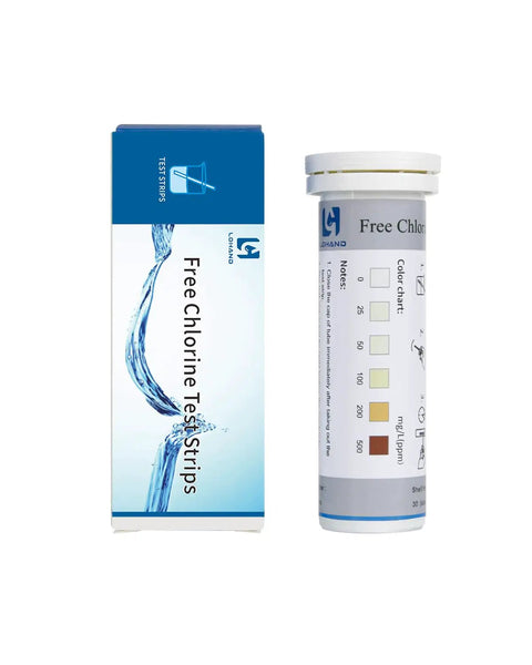 Chlorine Test Strips 0-500 PPM Pack of 100 for Restaurant Sanitizers and Bleach Disinfectants box and vial