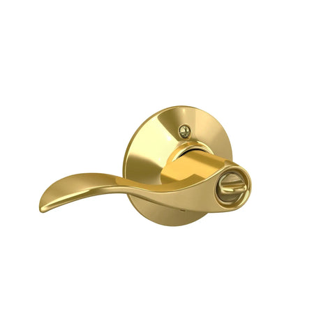 Accent Door Lever With Keyed Entry Lock In Bright Brass Easy Install No Hassle Self Aligning Screws One Hand Operation For Front Door Security And Quick Peaceful Access, showing lever and lock detail