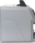 Side view of Slick Touchscreen Money Counter Machine For Fast Multi Currency Banknote Sorting And Bill Counting With Built In Printer No Fuss, compact design.