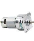 775 Series DC Gear Motor Rolling Smooth And Cranking Hard 12V To 24V Specs Fuel 35W Of Badass Torque with silver casing.