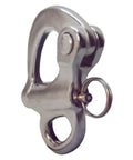 Badass Two Inch Fixed Eye Snap Shackle Crafted From Premium Ss316 Stainless Steel, showing quick release plunger detail.