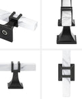 Close-up views of 10 Pack 3 Inch Marble Cabinet Pulls With White Marble Grain Finish, black metal base; modern kitchen hardware detail.