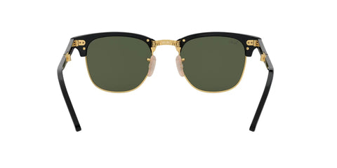 Clubmaster Folding Sunglasses 901 Black With G15 Green Crystal Lenses 51mm Square Frame Unisex Eyewear For Men And Women Foldable Design with Adjustable Nose Pads