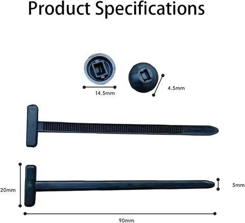 Nylon Universal Cable Tie Buckles Kit 100 Pcs Heavy Duty Self Locking Zip Ties dimensions 20mm width 90mm length