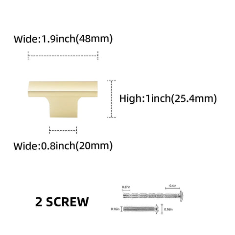 10 Pack Brushed Gold Cabinet Knobs For Kitchen Cabinets And Drawers Solid Metal Drawer Pulls dimensions with 25mm screws