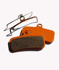 Ceramic Disc Brake Pads For Mountain Bikes, Copper-Free Ceramicized Polymer Pads With Steel Back, 1 Pair visible with spring clip