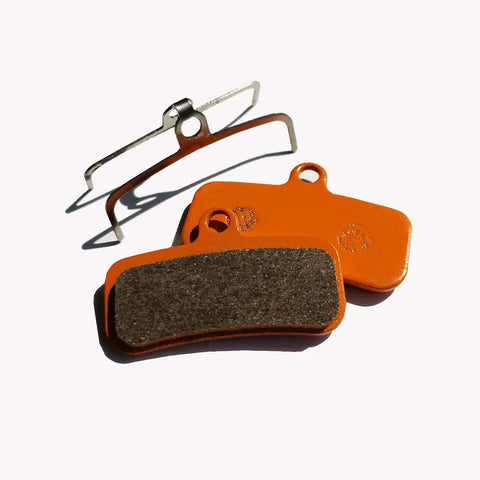 Ceramic Disc Brake Pads For Mountain Bikes, Copper-Free Ceramicized Polymer Pads With Steel Back, 1 Pair visible with spring clip