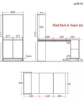 Diagram of Concealed Desktop Folding Hinges Kit dimensions for drop-down tables, desks, bars, and cabinets with hydraulic lift.