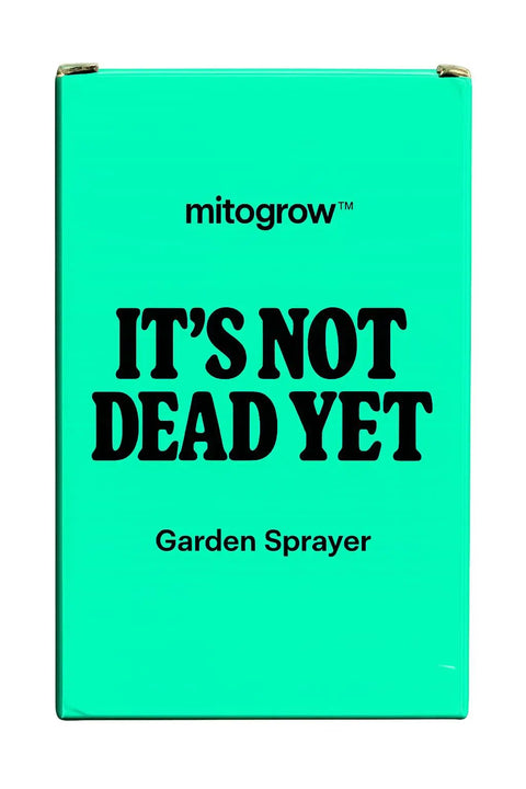 Product packaging for Not Dead Yet Hose End Sprayer For Yard Care With Easy Mix And Even Coverage On Plants, Trees, And Shrubs Attach To Water Hose Quick Shake To Dissolve No Mess Simple Reliable Spray in green box.