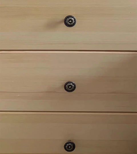 Vintage Flower Shape Cabinet Knobs Set Of 6 Bronze Tone Metal Drawer Pull Handles With Screws on wooden drawers