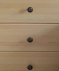 Vintage Flower Cabinet Drawer Knobs And Antique Bronze Dresser Handles Four Piece Kit on light wood dresser.