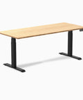 Top Tier Dual Motor Electric Height Adjustable Standing Desk With A Roomy 80 Inch Wide Bamboo Top And Sleek Matte Black Frame, side view