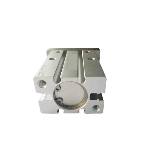 One Piece HFZ Series Parallel Pneumatic Claw Cylinder For Heavy Duty Industrial Jobs 32mm Bore Size, silver aluminum structure.
