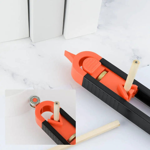 Heavy Duty Contour Scribe Tool With Two Included Pencils And Secure Clamp Lock for precise tracing on materials.
