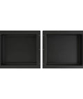 Double Recessed Shower Niche With Two Shelves, 14 In High By 32 In Wide, Black, Ready To Tile, One Piece In Shower Organizer
