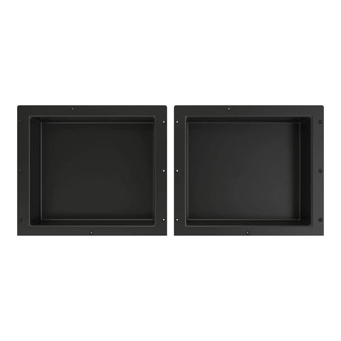 Double Recessed Shower Niche With Two Shelves, 14 In High By 32 In Wide, Black, Ready To Tile, One Piece In Shower Organizer