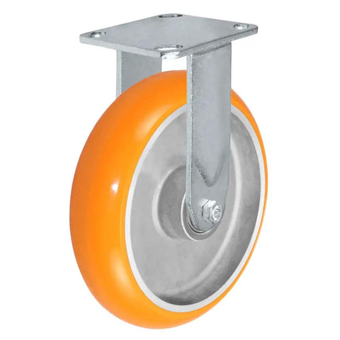 Beast Mode 4 Pack 8 Inch Polyurethane Casters With Orange Tread Non Marking Heavy Duty Rolling Wheels For Factory And Auto Repair 2 Swivel With Brakes Plus 2 Rigid Mounts Handles Up To 4800 Lbs Total Load