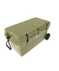 111-Quart Desert Tan Tough Cooler With Heavy Duty Wheel Kit Rotomolded Ice Chest For Hunting Fishing And Camping With Elite Thermal Retention Made In USA