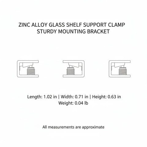 Diagram of Semi Circular Zinc Alloy Glass Shelf Clamp Mounting Bracket with dimensions