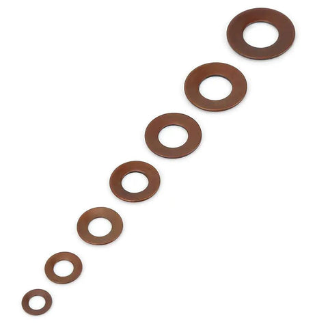 Pro Grade Belleville Disc Spring Washer Set Seven Sizes Built Tough Heavy Duty Compression Gaskets For Industrial Machinery And Steel Construction Shock Absorbers Pack 20 Pcs Each, seven brown steel washers