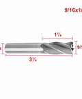 End mill cutter with square nose and straight shank; silver metal, 9/16-inch cutting diameter