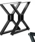 Beefy Industrial Metal Table Legs Set Of 2 For Heavy Duty Desks And Furniture, 28 Inch Tall And 23.6 Inch Wide, Reinforced Triangular Frame