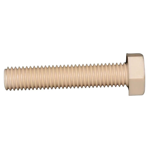 Pro Grade PEEK Hex Head Screws M14X110, 10 Piece Pack Of Heavy Duty Plastic Fasteners showing a hex head screw.