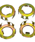 4-pack trailer spindle nut retainers, yellow zinc metal rings for Dexter axles 2K to 8K (600–1100 lb hubs)