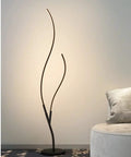LED Floor Lamp Dimmable With Remote Control Space Saving Spiral Design Modern Standing Lamp in living room corner