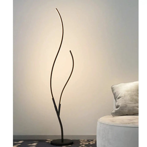 LED Floor Lamp Dimmable With Remote Control Space Saving Spiral Design Modern Standing Lamp in living room corner