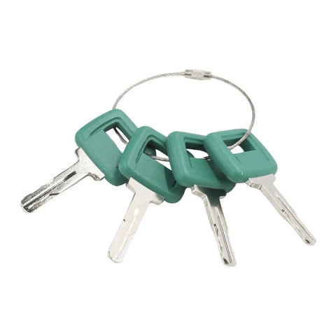 Volvo Ignition Keys 4 Pack Laser Cut 11039228 17225331 ELI80 0091 with green handles on a wire ring