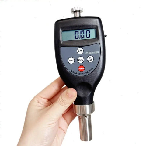 Big League Portable Wood Density Meter Delivering Plus Minus 0.01 G Cm Cubic Precision With No Sweat Calibration And Quick Average Calculation Setup For Lumber Contractors Measuring Heavy Timber On Site in hand.