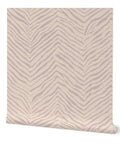 Abstract Animal Design Pvc Free Type Ii Commercial Wallpaper Featuring Matte Linen Texture in beige with zebra pattern, 2x27ft roll.