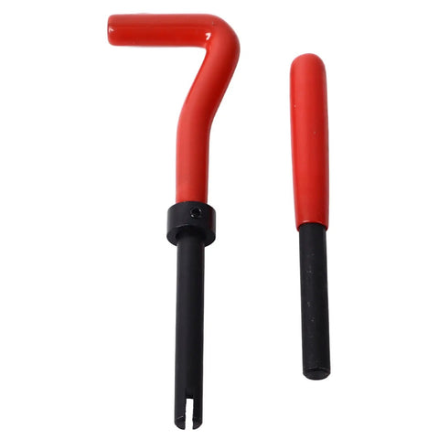 Red handles from Heavy Duty Thread Repair Kit With Metric And Imperial Self-Tapping Inserts, Drill Bits for automotive and industrial use.