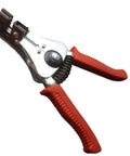 Top Tier Automatic Wire Stripper Slick Cable Crimper And Diagonal Cutter Plier With Smooth Ratchet Action For Data And Voice Jobs No Sweat Boss Grade Electrician Tool with red ergonomic handles.