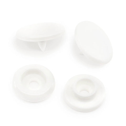 Round White Plastic Snaps Size 20 12 Count Set With Decorative Cap Socket Stud And Round Cap