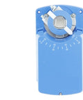 Heavy Duty Motorized Damper Actuators For Hvac Air Flow Regulation Featuring Hella Reliable Switching Control And No Sweat Mounting For Everyday Use, blue actuator with dial.