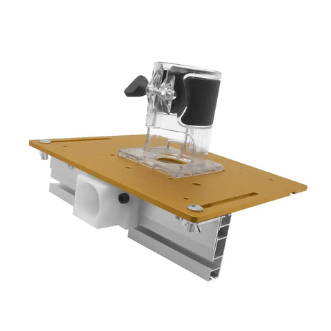 Premium Aluminum Router Table Insert Plate With Center Hole Bushing For Dead On Woodworking Trimmer Mounting and Hassle Free DIY Milling, top view.