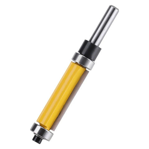Kick Your Woodworking Game Up A Notch With This Sweet 1-1/2 Inch Flush Trim Router Bit, Carbide Tip, Dual Bearings, Yellow Coating